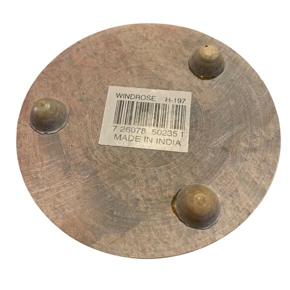 Handcrafted Windrose Soapstone Bear Circle Incense Holder Made In India - Picture 6 of 6